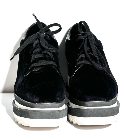 Stella McCartney Sneak Elyse Black Velvet Platform Shoes Sz 38/8 - Picture 2 of 10